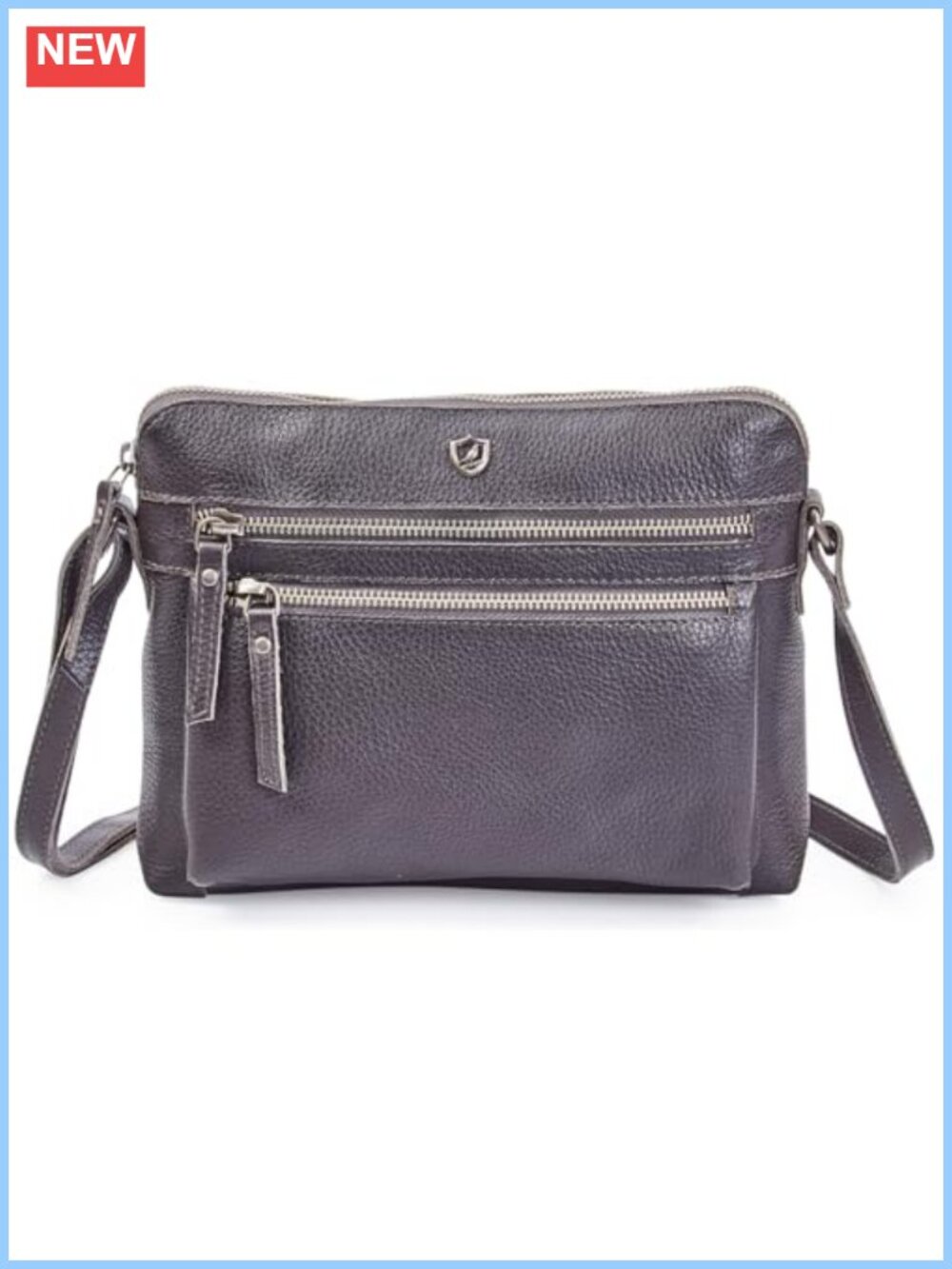 Genuine Nappa Leather Crossbody Bag Small Multi Zip Purse Travel Sling